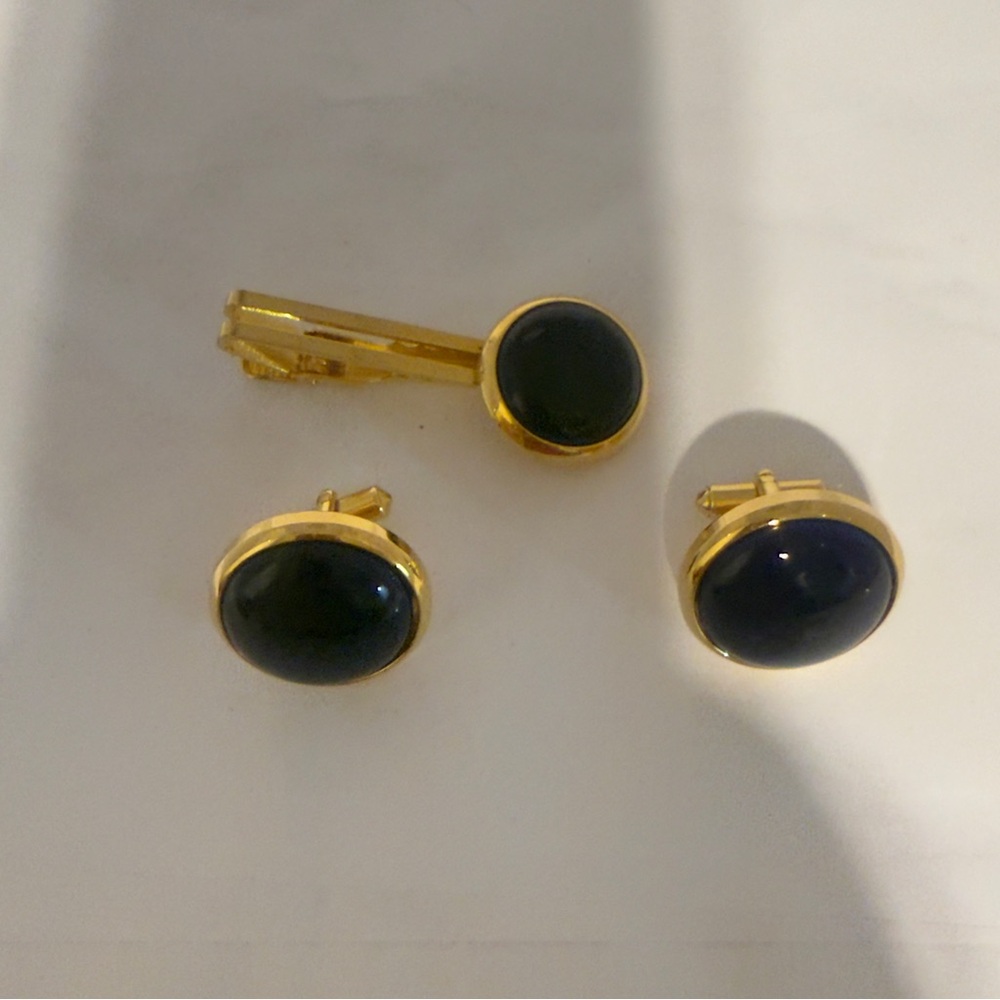 Gold and Dark Blue Cufflinks set